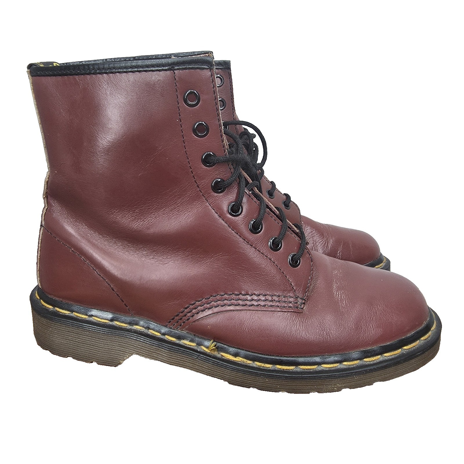 Dr Martens 1460 Boots Mens 9 Cherry Red Leather Moto Combat 8-Eye England
